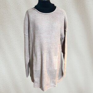 Daisy Fuentes Tunic Length Beige Pullover Shaker Sweater XL NWT